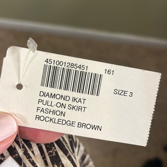 Chico's diamond ikat pull on elastic waistband Brown and Tan Patterned Skirt - Picture 5 of 14